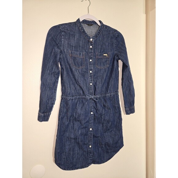 GUESS Girls' Big Roll Sleeve Denim Dress Size 12 - Picture 1 of 5